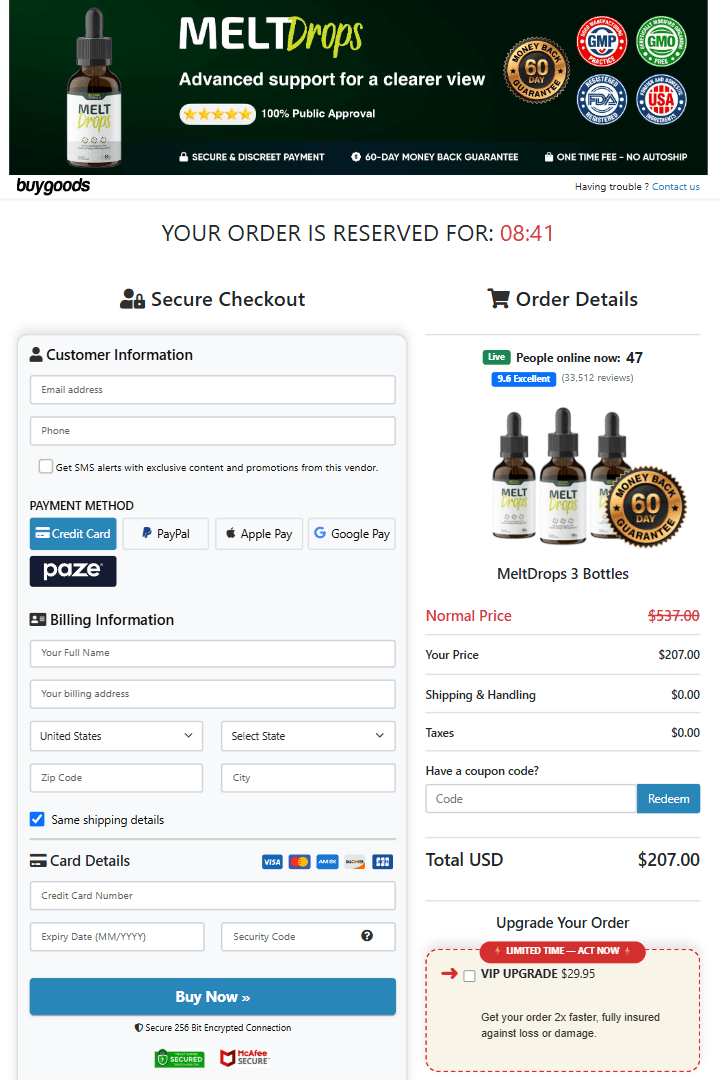 Melt Drops order form